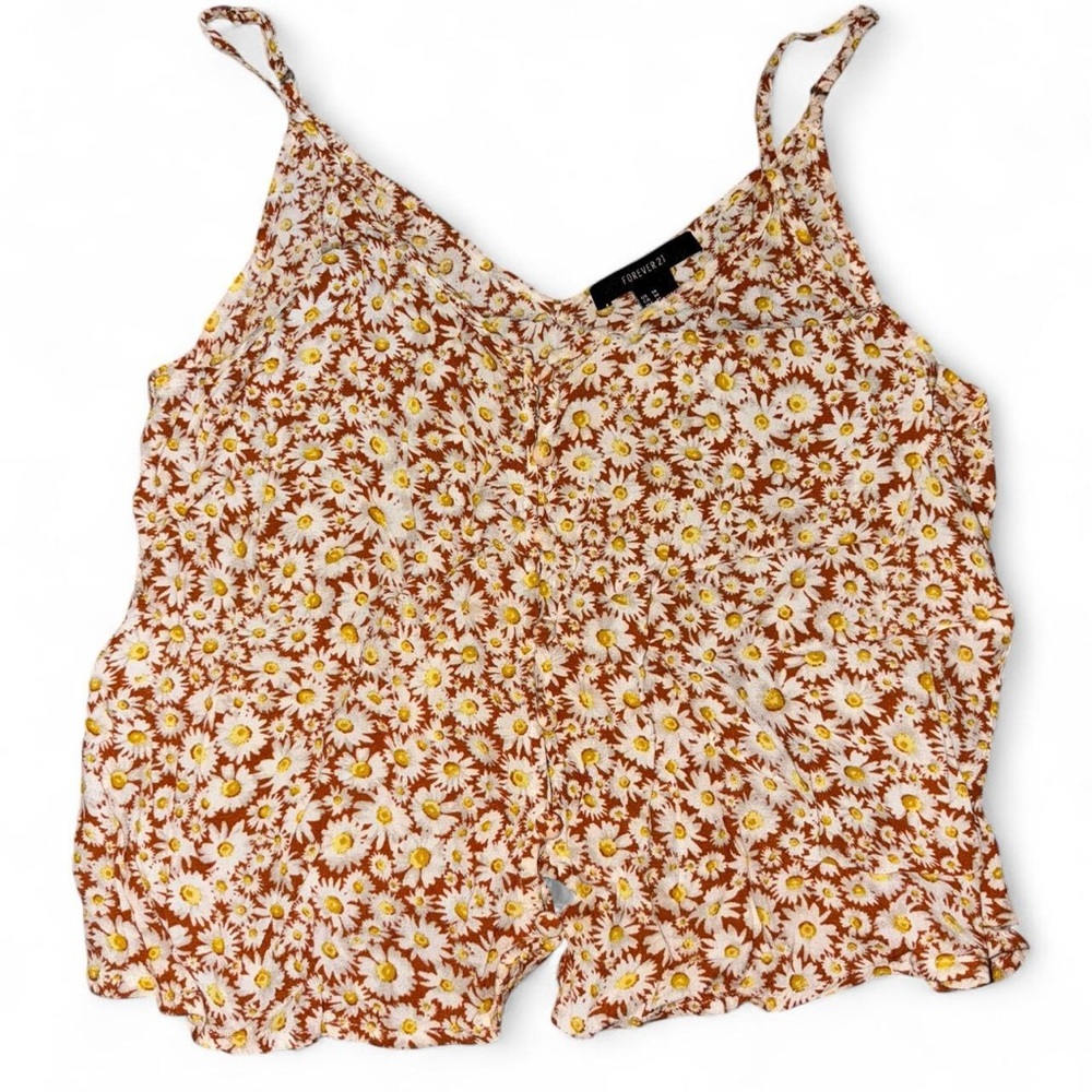 Forever 21 Daisy Print Camisole in Brown and White